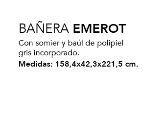 ,BA ERA EMEROT Con somier y ba l de polipiel gris incorporado. Medidas: 158,4x42,3x221,5 cm