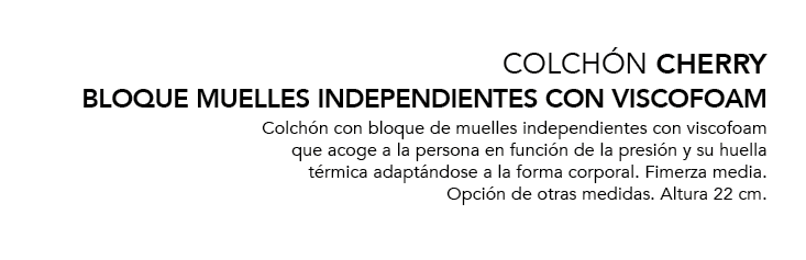 COLCH N CHERRY bloque muelles independientes con viscofoam Colch n con bloque de muelles independientes con viscofoam...