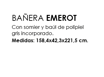 ,BA ERA EMEROT Con somier y ba l de polipiel gris incorporado. Medidas: 158,4x42,3x221,5 cm