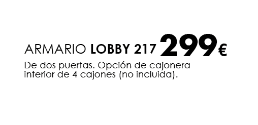 299€,ARMARIO LOBBY 217 De dos puertas. Opci n de cajonera interior de 4 cajones (no incluida)