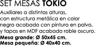 SET MESAS TOKIO Auxiliares a distintas alturas, con estructura met lica en color negro acabado con pintura en polvo, ...