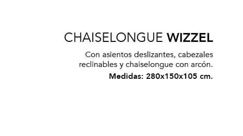 ,CHAISELONGUE WIZZEL Con asientos deslizantes, cabezales reclinables y chaiselongue con arc n. Medidas: 280x150x105 cm