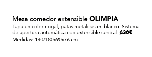 Mesa comedor extensible olimpia Tapa en color nogal, patas met licas en blanco. Sistema de apertura autom tica con ex...